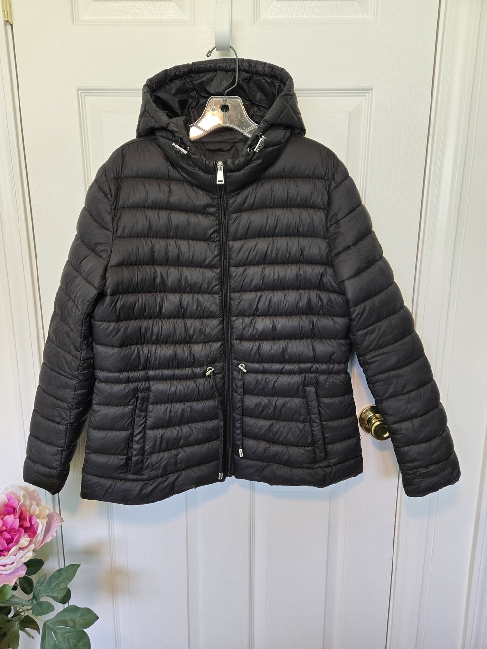Lauren Ralph Lauren Black Quilted Hooded Puffer Jacket, Sz M